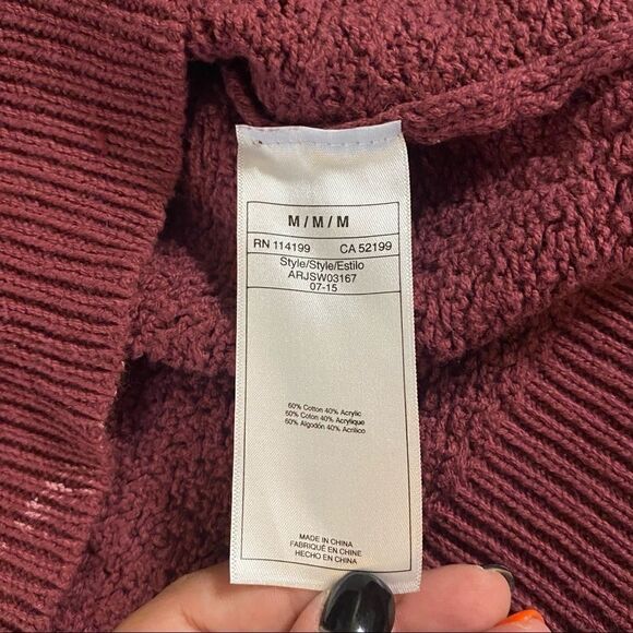 Roxy maroon knit pullover sweater cotton blend size medium - Picture 6 of 8